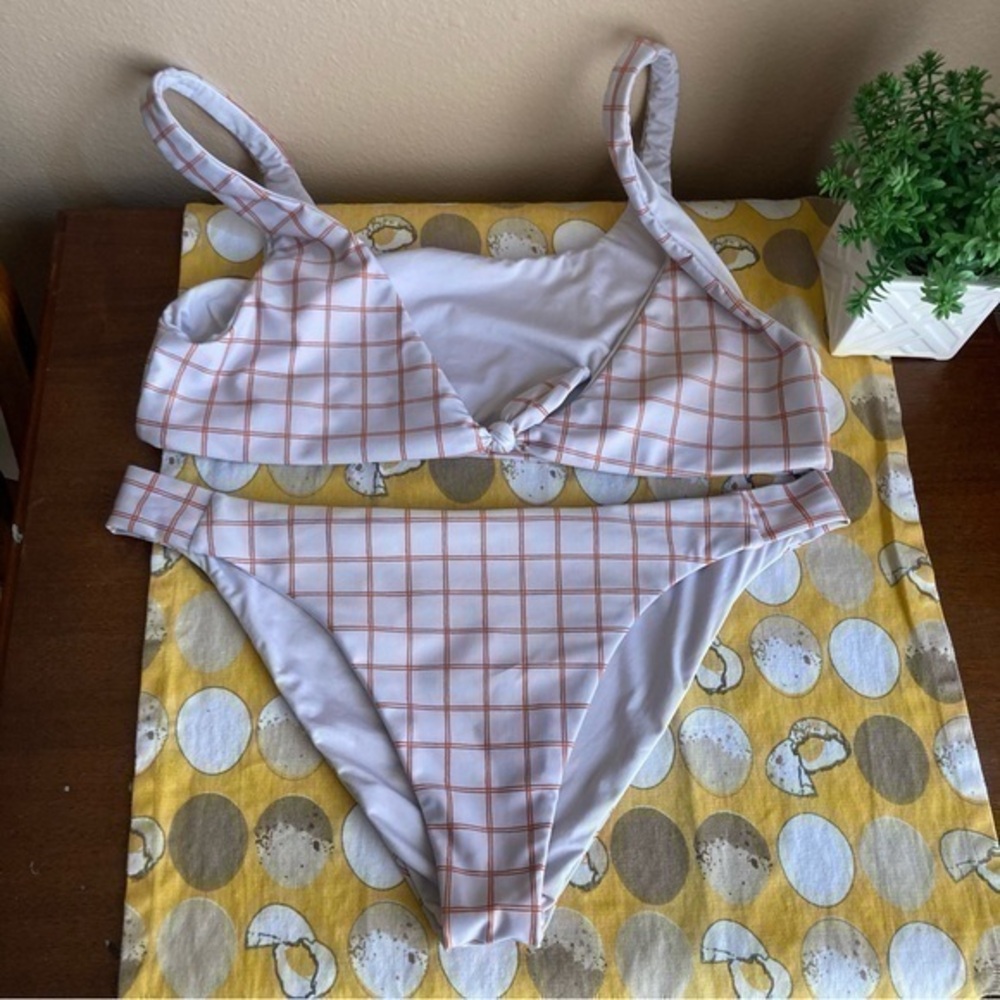 RVCA orange grid La Jolla bikini set size L